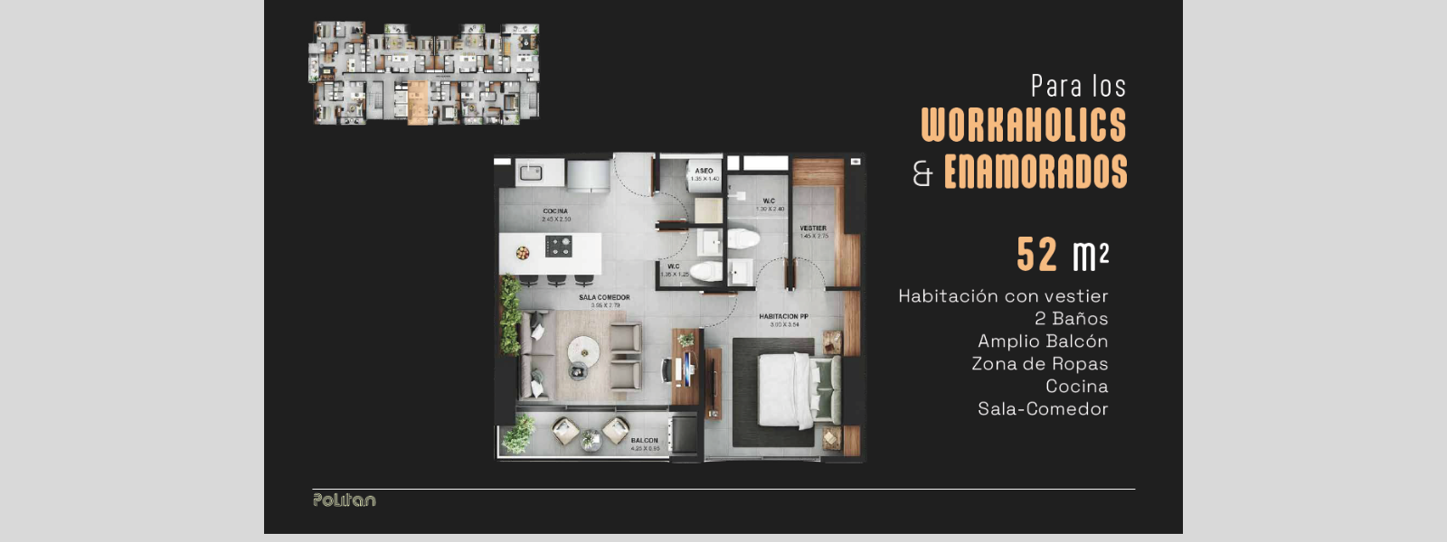 POLITAN BY THE YARD – PARA LOS WORKAHOLICS & ENAMORADOS 52 m2
