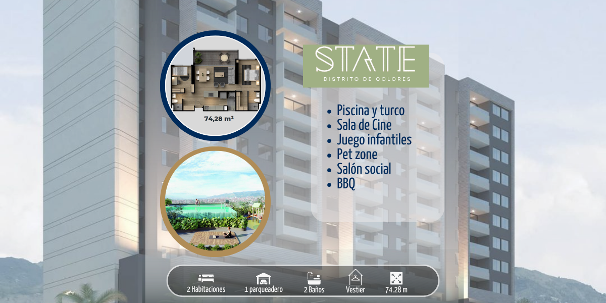 STATE DISTRITO DE COLORES. APARTAMENTO 74.28 m²