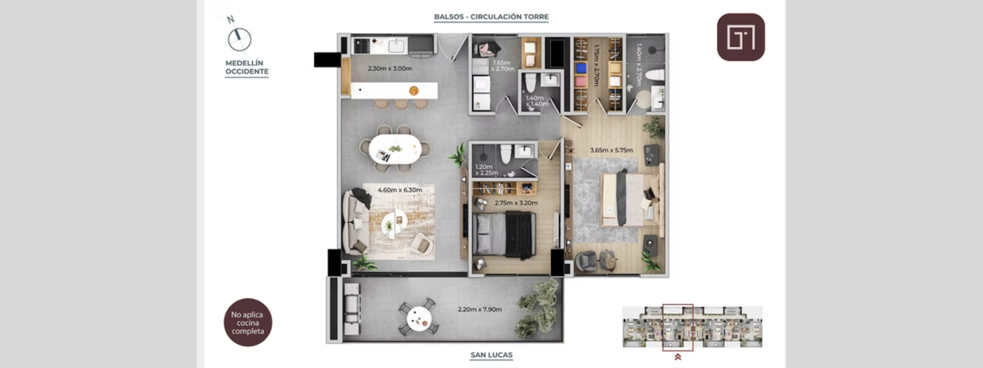 Plano TREEBAL, APARTAMENTO DE 125.55 m²