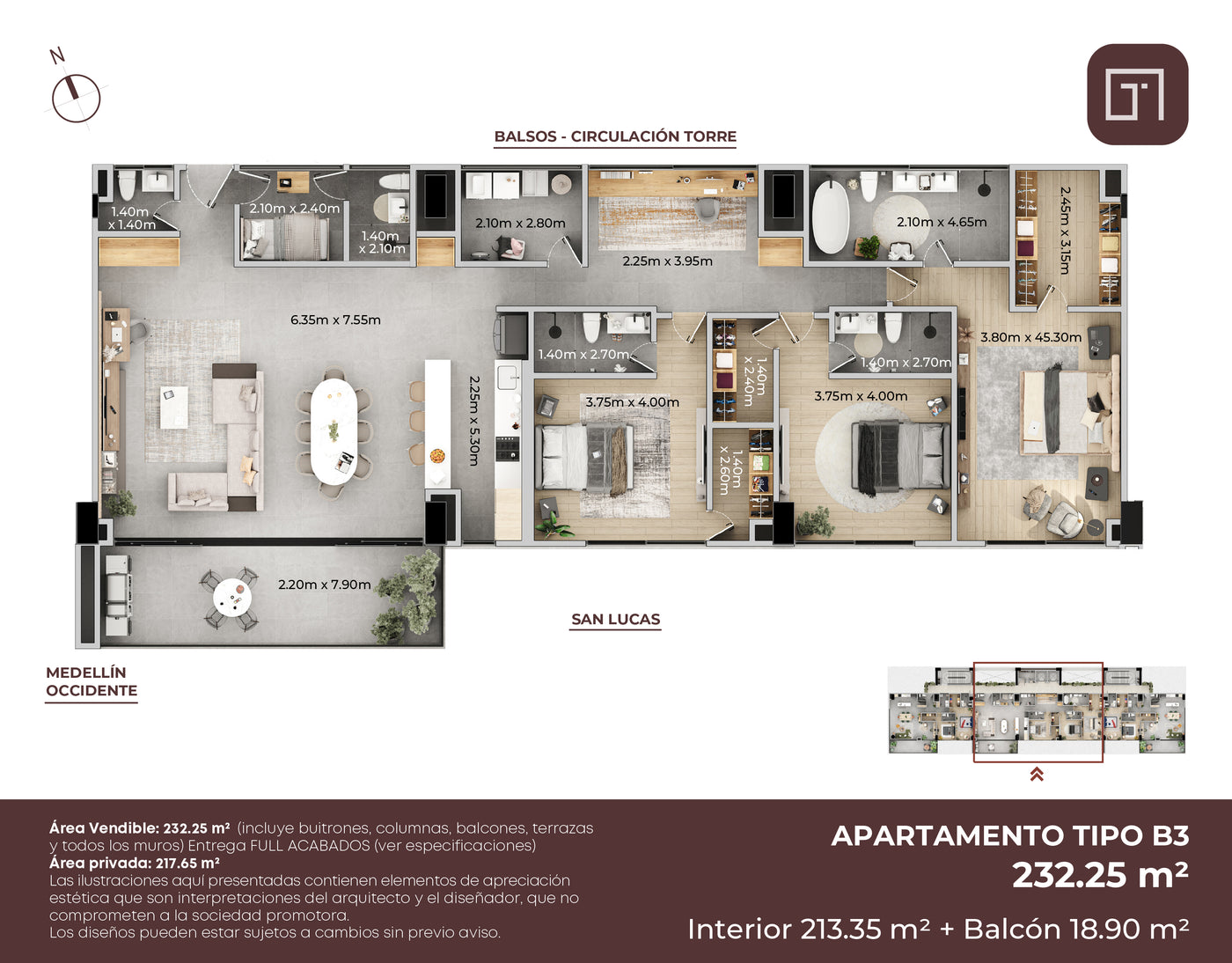 Plano TREEBAL, APARTAMENTO DE 232.25 m²
